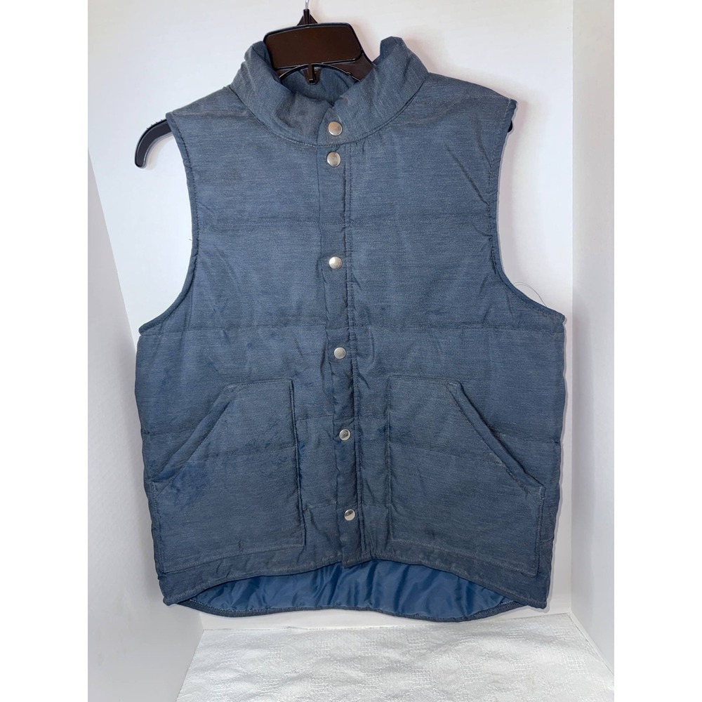 Waterworks Outerwear Puffer Vest Quilted Snap Front Sleeveless Blue Mens M Vtg